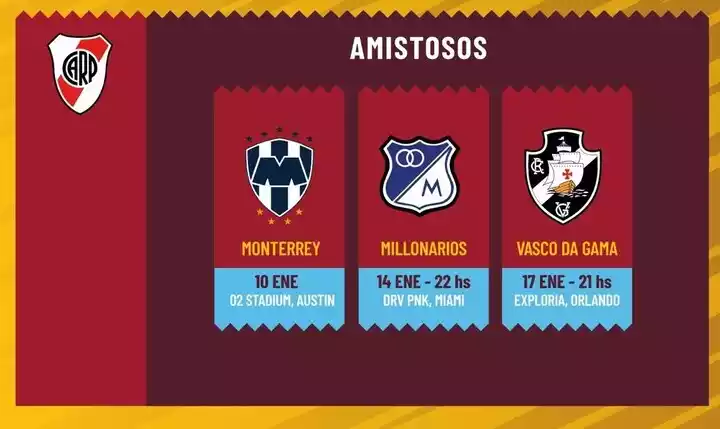 Calendario de los amistosos 2023 de River Plate